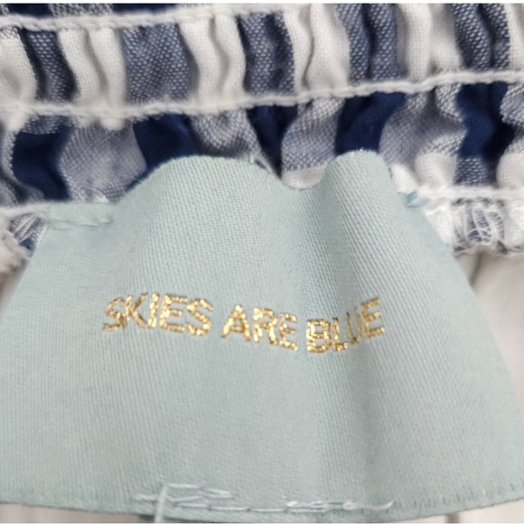 Skies Are Blue Navy Gingham Off Shoulder
Embroidered 3/4 Sleeve Dress - Picture 9 of 11